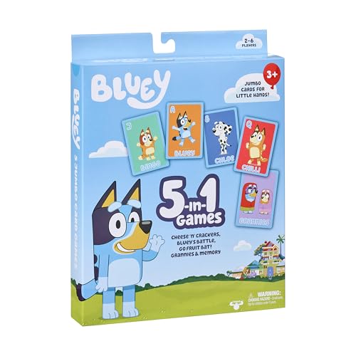 Bluey 5-in-1 Card Game Set - Jumbo 53-Card Deck for Kids Ages 3+