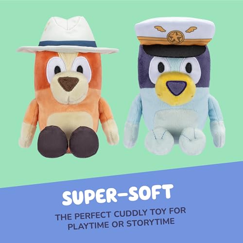 Bluey and Bingo Plush Pack (2-Pack) - 16-23" Soft Stuffed Animals with Captain Hat & Holiday Outfit - for Kids Ages 3+