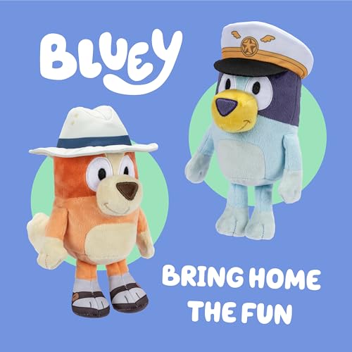 Bluey and Bingo Plush Pack (2-Pack) - 16-23" Soft Stuffed Animals with Captain Hat & Holiday Outfit - for Kids Ages 3+