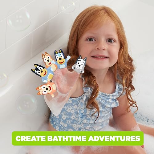 Bluey Bath Finger Puppets Set of 10 – Waterproof PVC, Educational Bath Toys for Kids