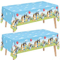 Bluey Birthday Party Table Covers (Pack of 2) with Sticker – 54x84 Inch Plastic Rectangular