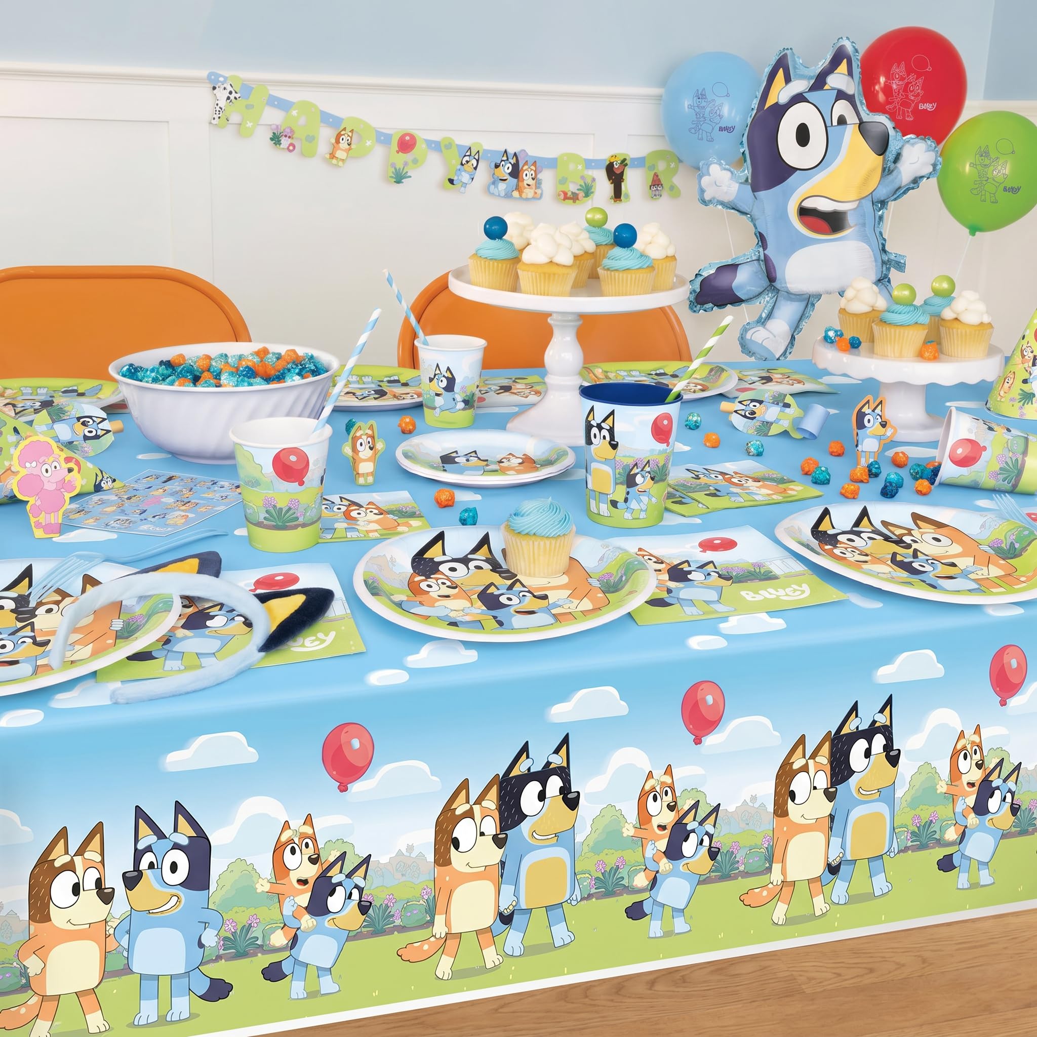Bluey Birthday Party Table Covers (Pack of 2) with Sticker – 54x84 Inch Plastic Rectangular