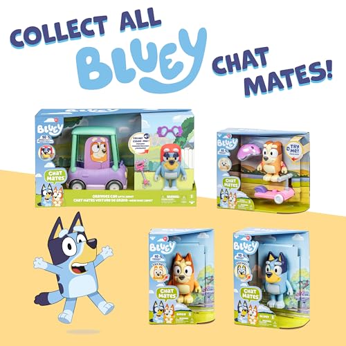 Bluey Chat Mates Bingo Figurine with Scooter & Helmet – Interactive Toy with 10 Phrases, Articulated, for Ages 3+