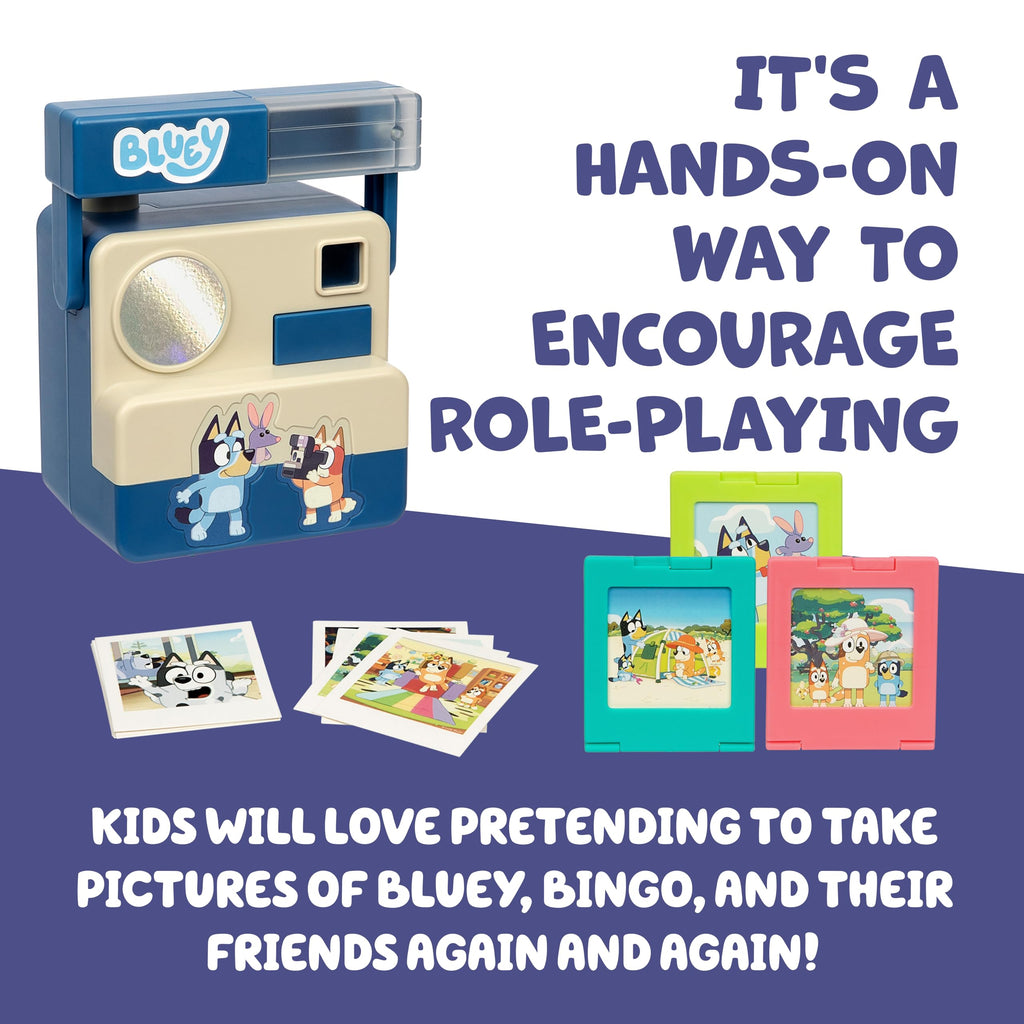 Bluey Chikit Chikit Pretend Camera - Role Play Toy with Pop-Out Photo Cards for Kids Ages 3+