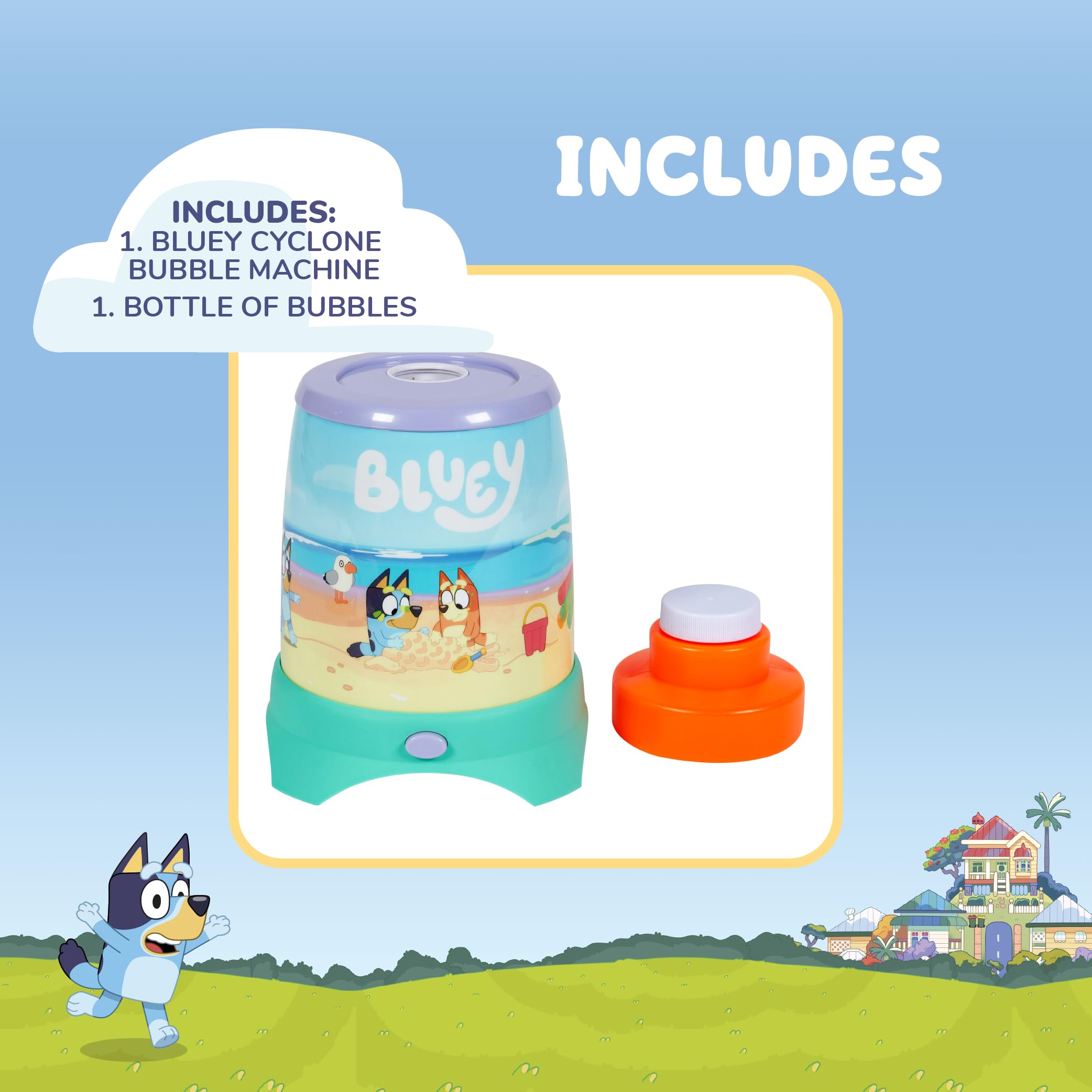 Bluey Cyclone No Spill Bubble Machine - Non-Toxic Bubble Toy for Kids Ages 3+