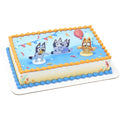 Bluey Dance Mode Cake Toppers - Moving Bluey & Bingo Figurines with Poly Pic, 3-Piece Set