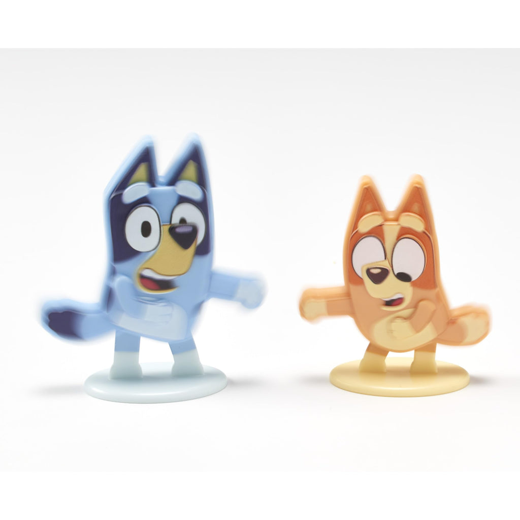 Bluey Dance Mode Cake Toppers - Moving Bluey & Bingo Figurines with Poly Pic, 3-Piece Set