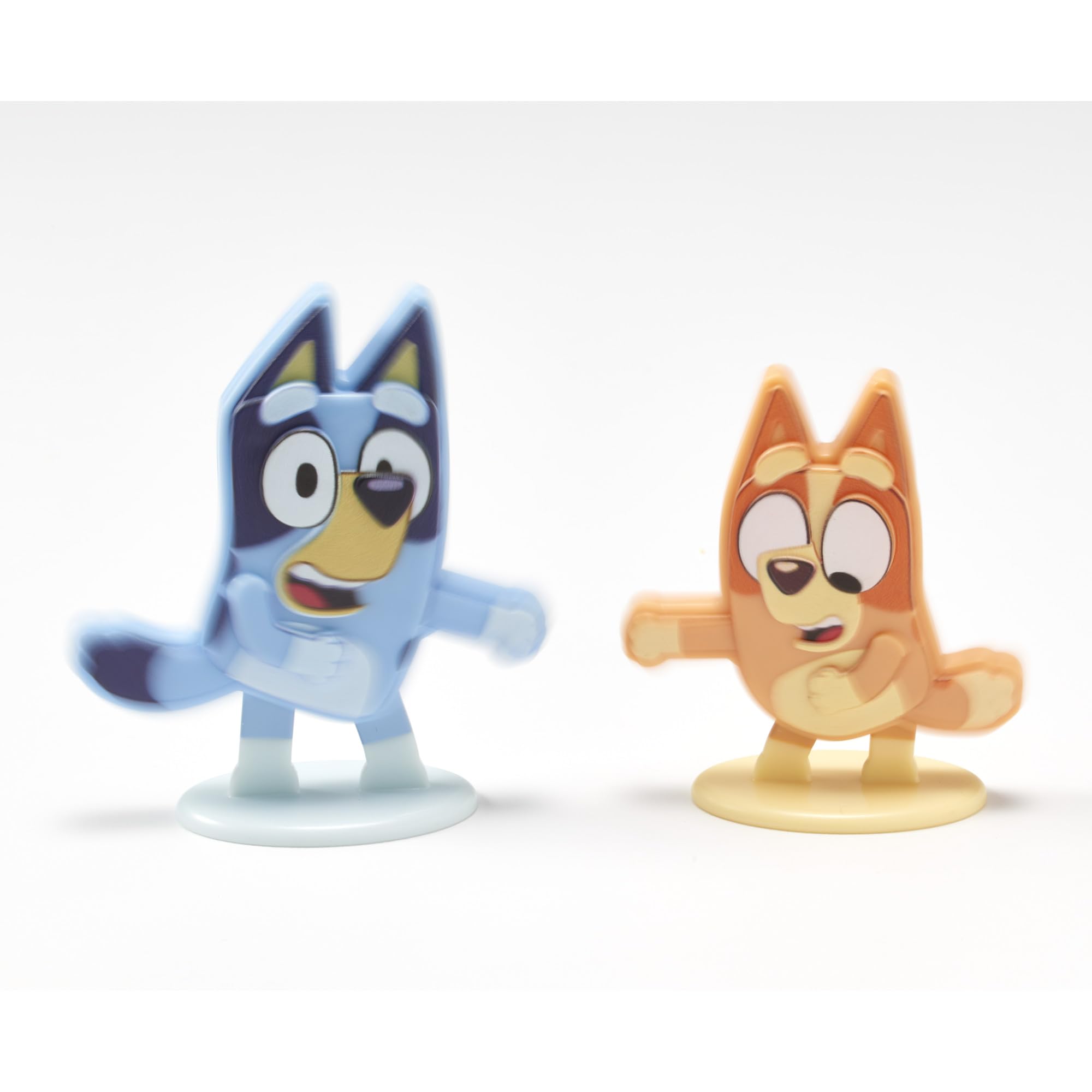 Bluey Dance Mode Cake Toppers - Moving Bluey & Bingo Figurines with Poly Pic, 3-Piece Set