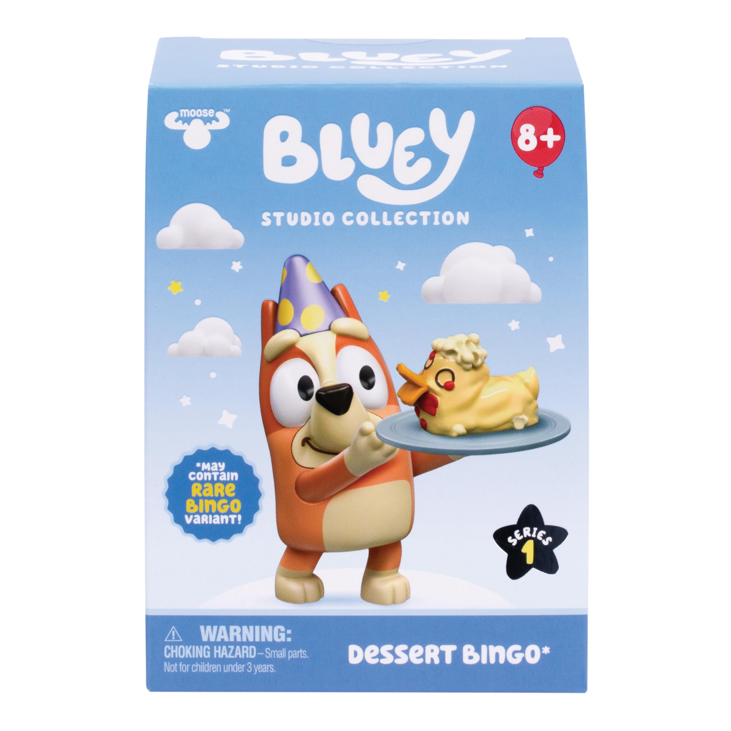 Bluey Dessert Bingo Studio Collector Figure – Premium 4.5" Figure with Metallic Hat, Display Base, and Collector Card