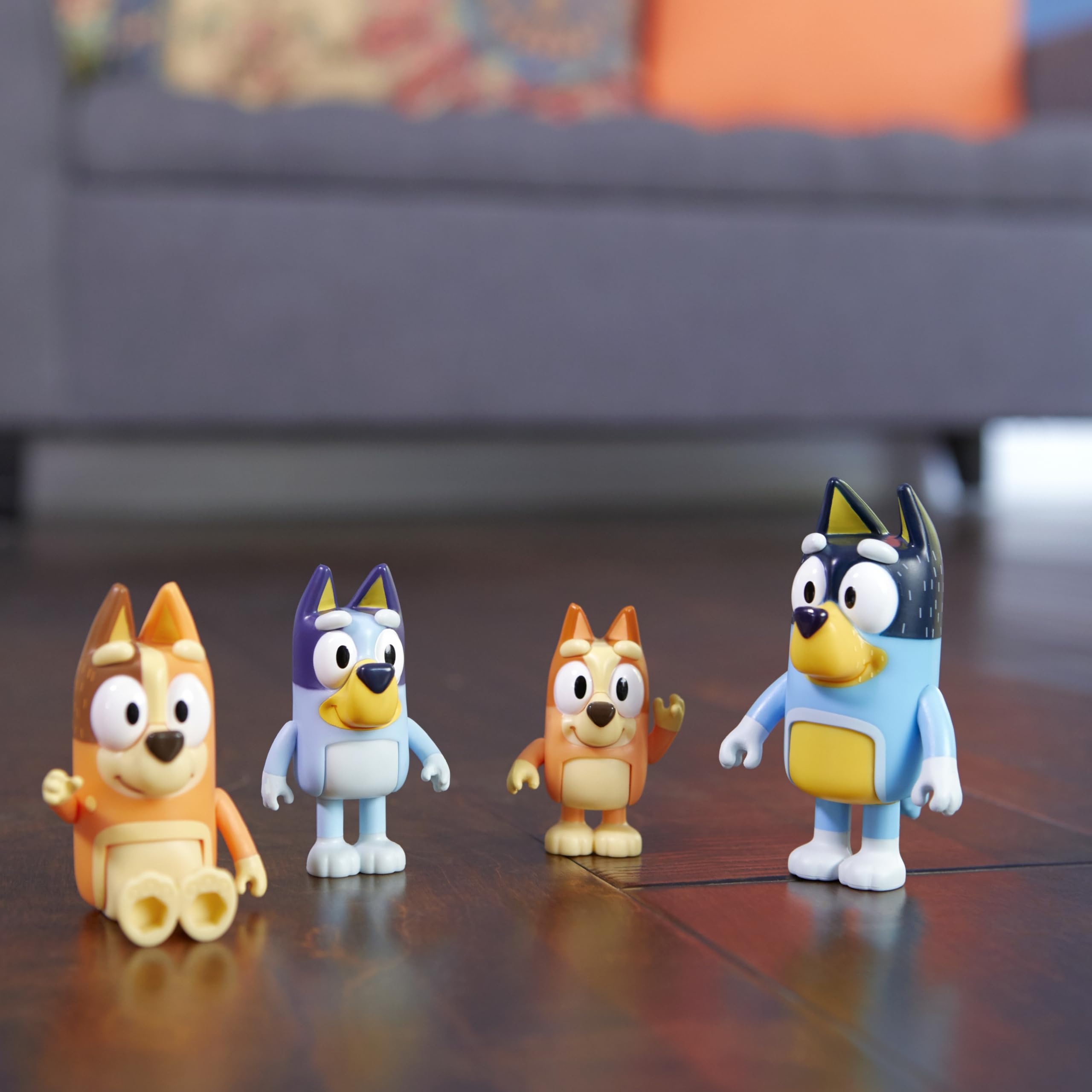 Bluey Family Figure Pack of 4 – Poseable Bluey, Bingo, Chilli & Bandit Toys for Kids Ages 3+