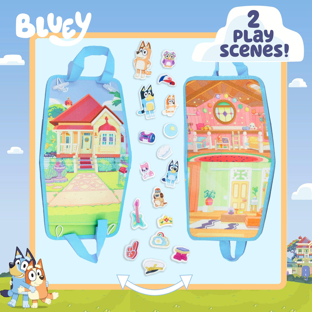 Bluey Felt Playhouse - Double-Sided Play Scene with 20+ Felt Characters & Travel Pouch