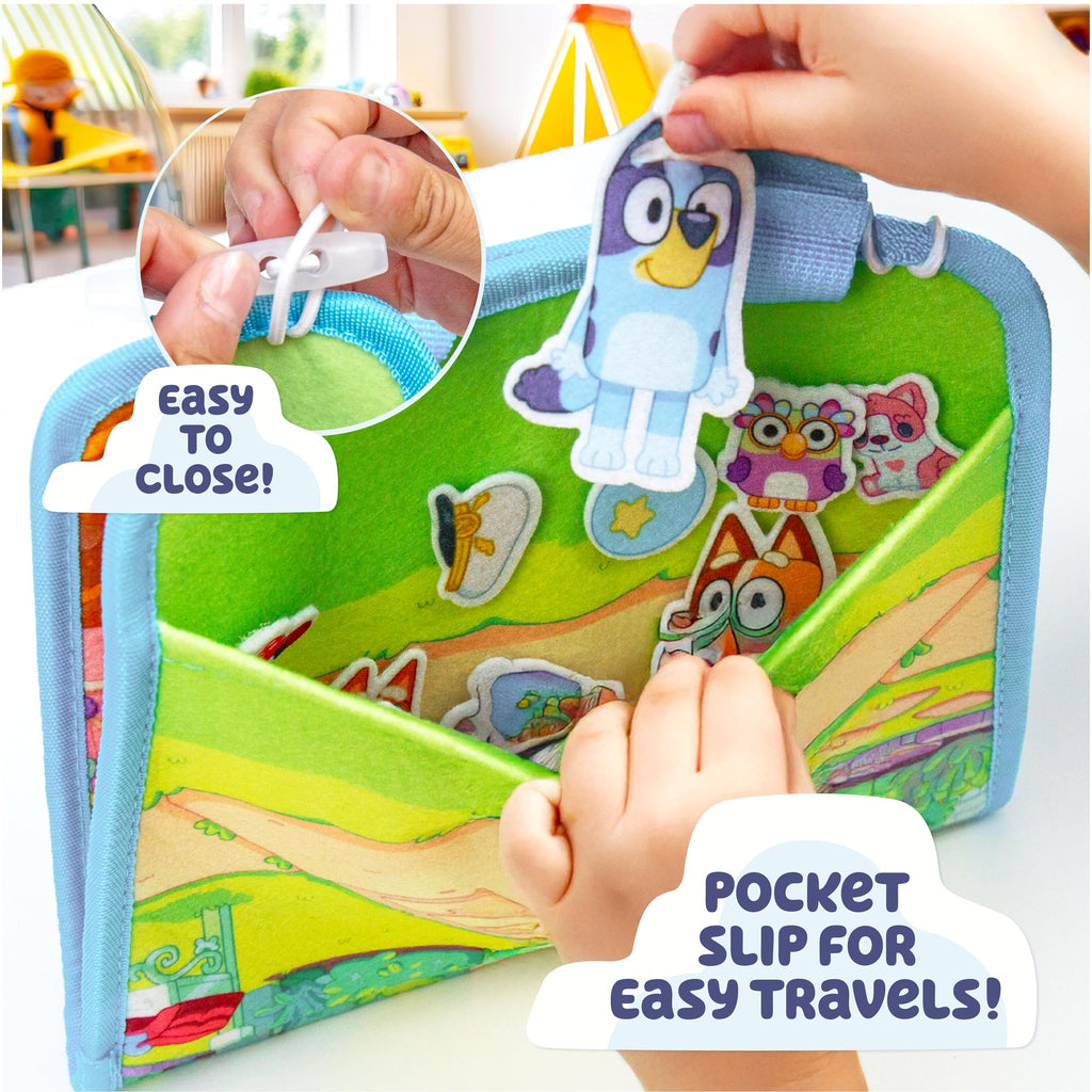 Bluey Felt Playhouse - Double-Sided Play Scene with 20+ Felt Characters & Travel Pouch