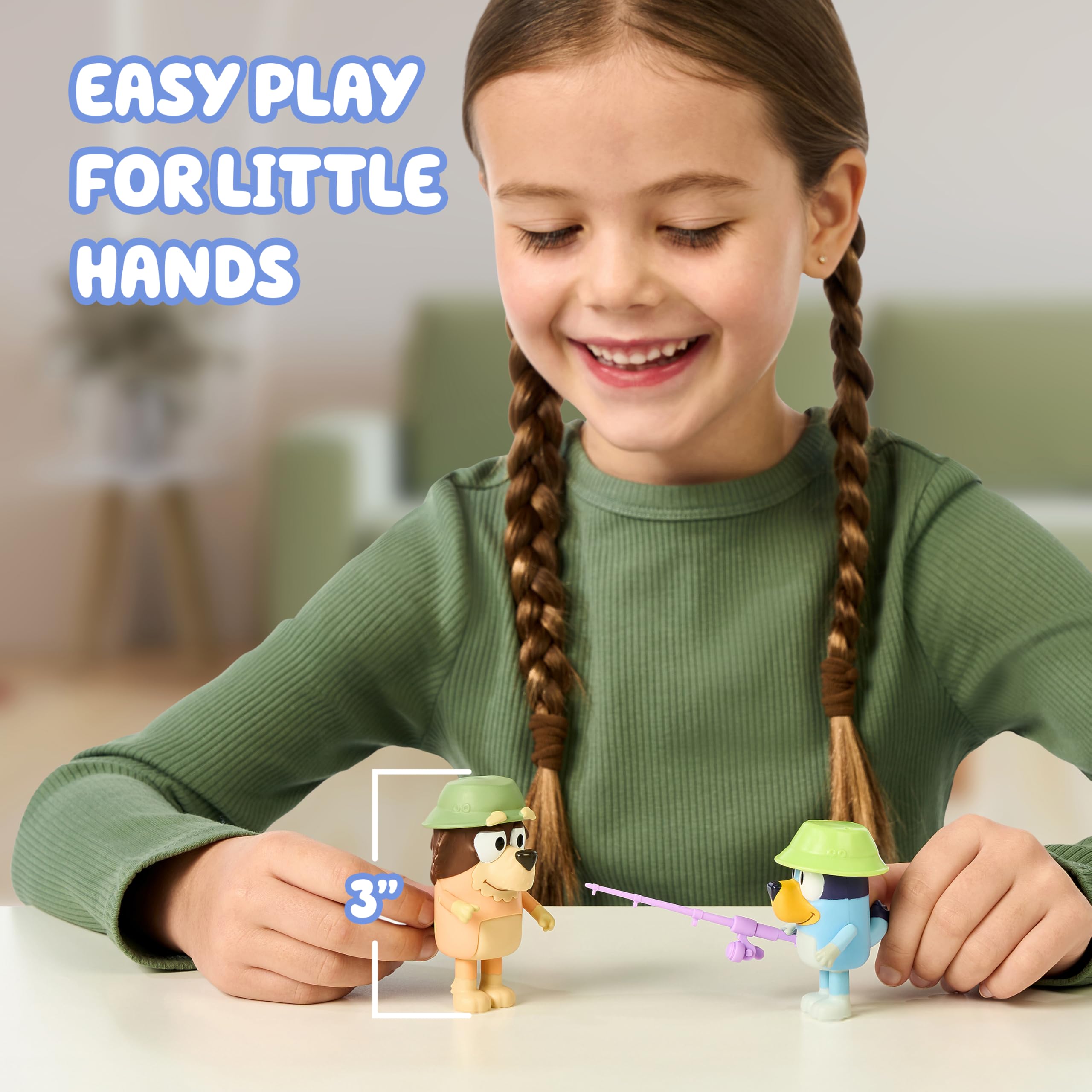 Bluey Fishing with Grandad Action Figure Set – 2 Poseable Toys for Kids Ages 3+