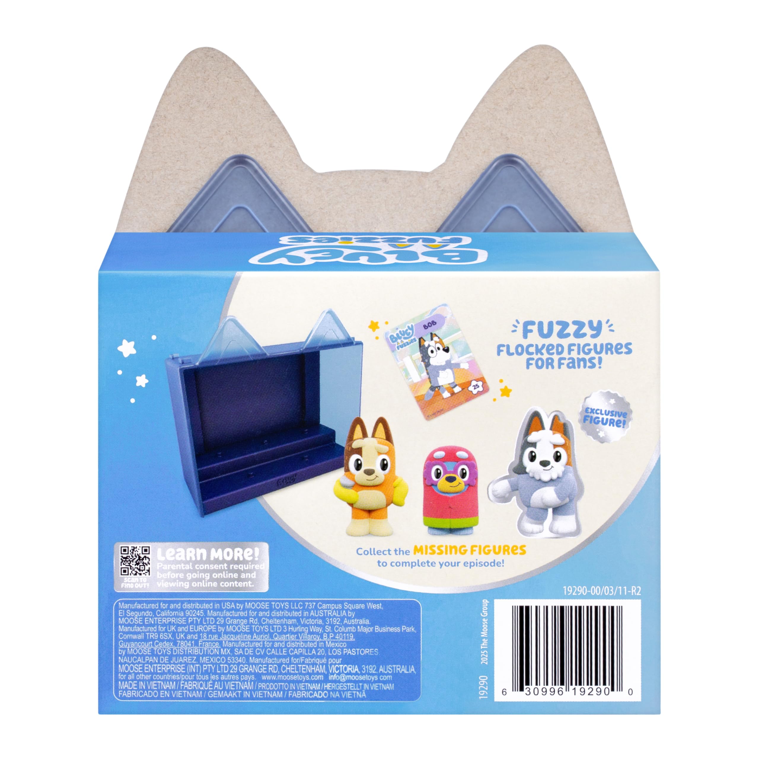 Bluey Fuzzies Episode Pack: Grannies – 3 Flocked Mini-Figures, Display Case, and Trading Card
