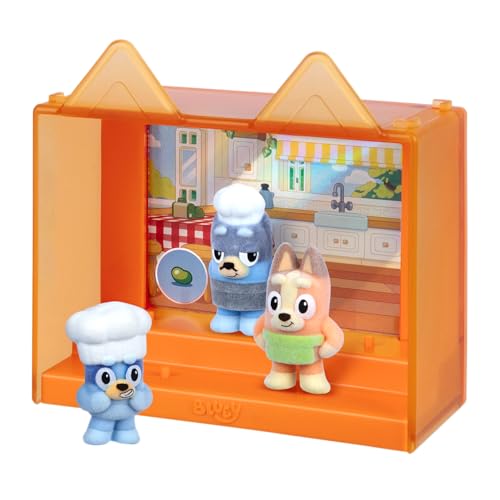 Bluey Fuzzies Episode Pack: Pavlova – 3 Flocked Mini-Figures with Exclusive, Display Case, Holographic Card & Collector's Guide