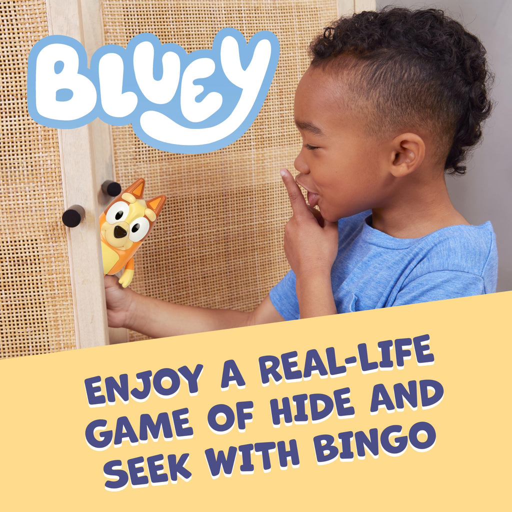 Bluey Hide and Seek Electronic Bingo Figure - 6-Inch Interactive Toddler Toy with Dance Mode