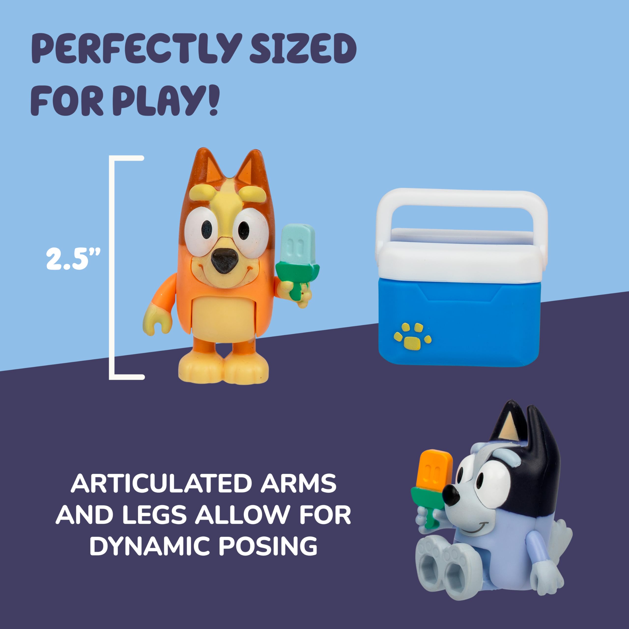 Bluey Ice Blocks 2-Pack: Poseable Bingo & Socks Figurines for Kids Ages 3+