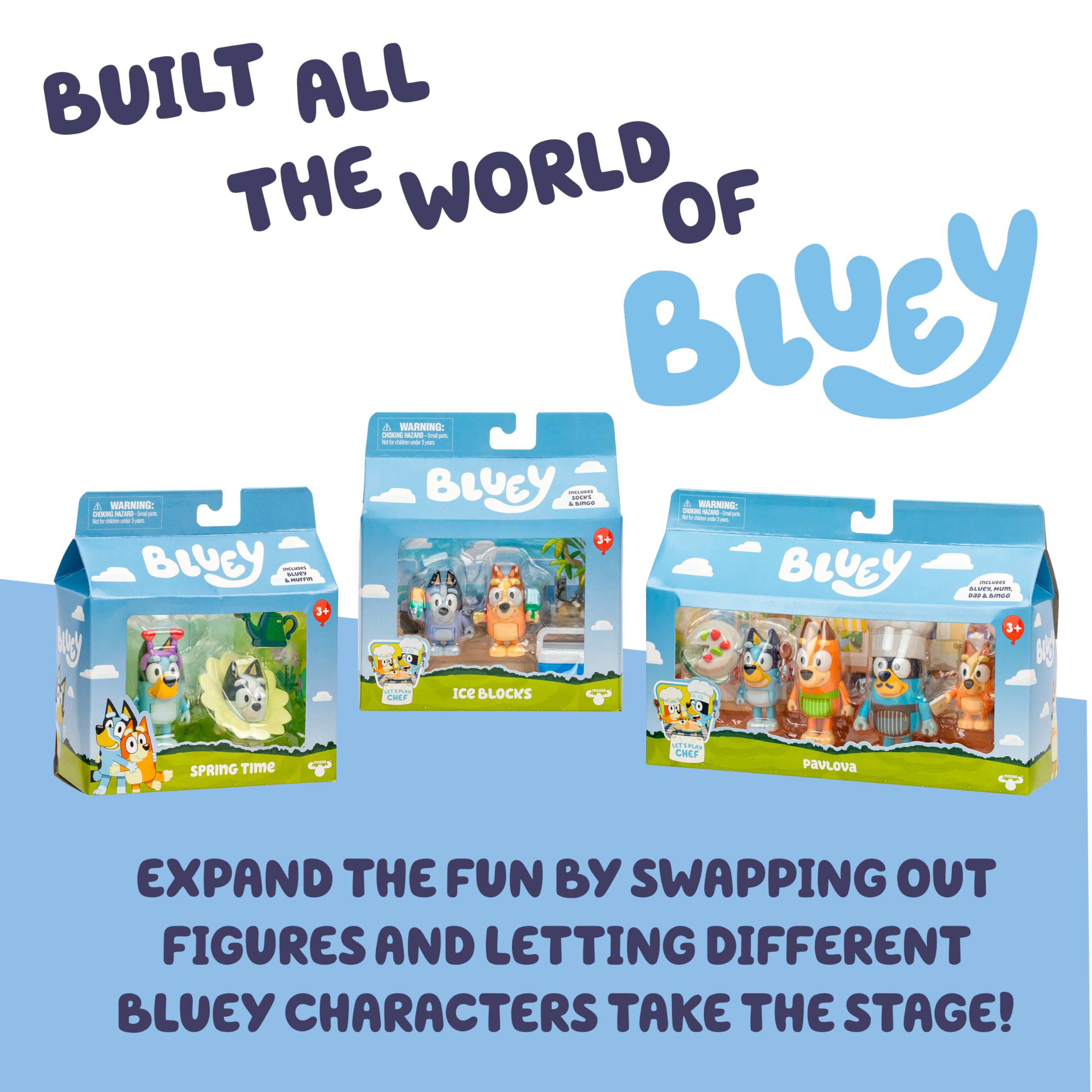 Bluey Ice Blocks 2-Pack: Poseable Bingo & Socks Figurines for Kids Ages 3+