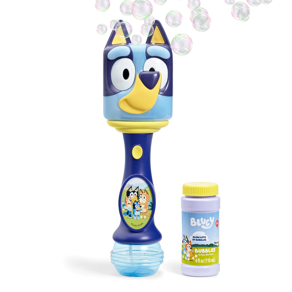 Bluey Light and Sound Musical Bubble Wand with Solution – Little Kids