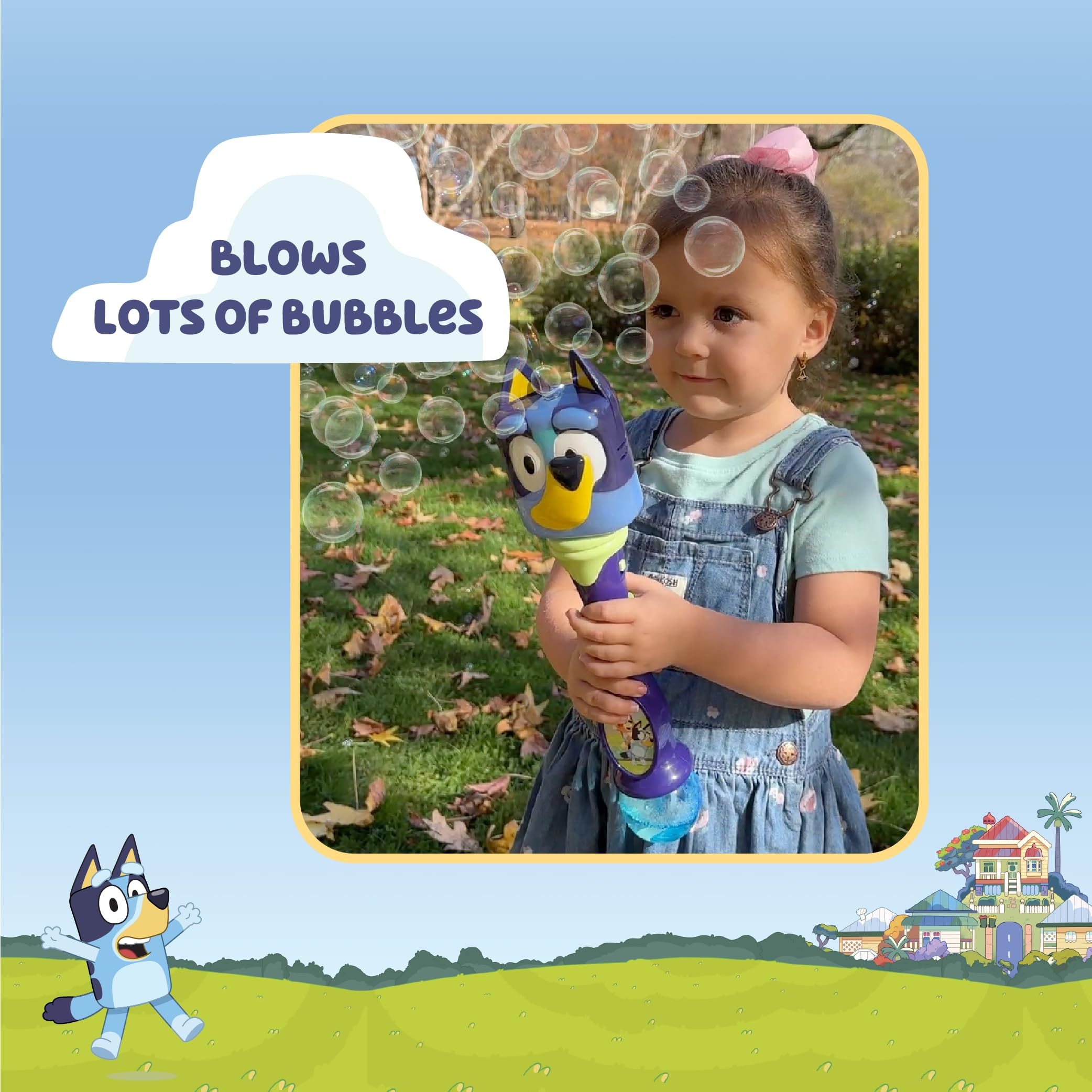 Bluey Light and Sound Musical Bubble Wand with Solution – Little Kids