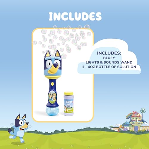 Bluey Light and Sound Musical Bubble Wand with Solution – Little Kids