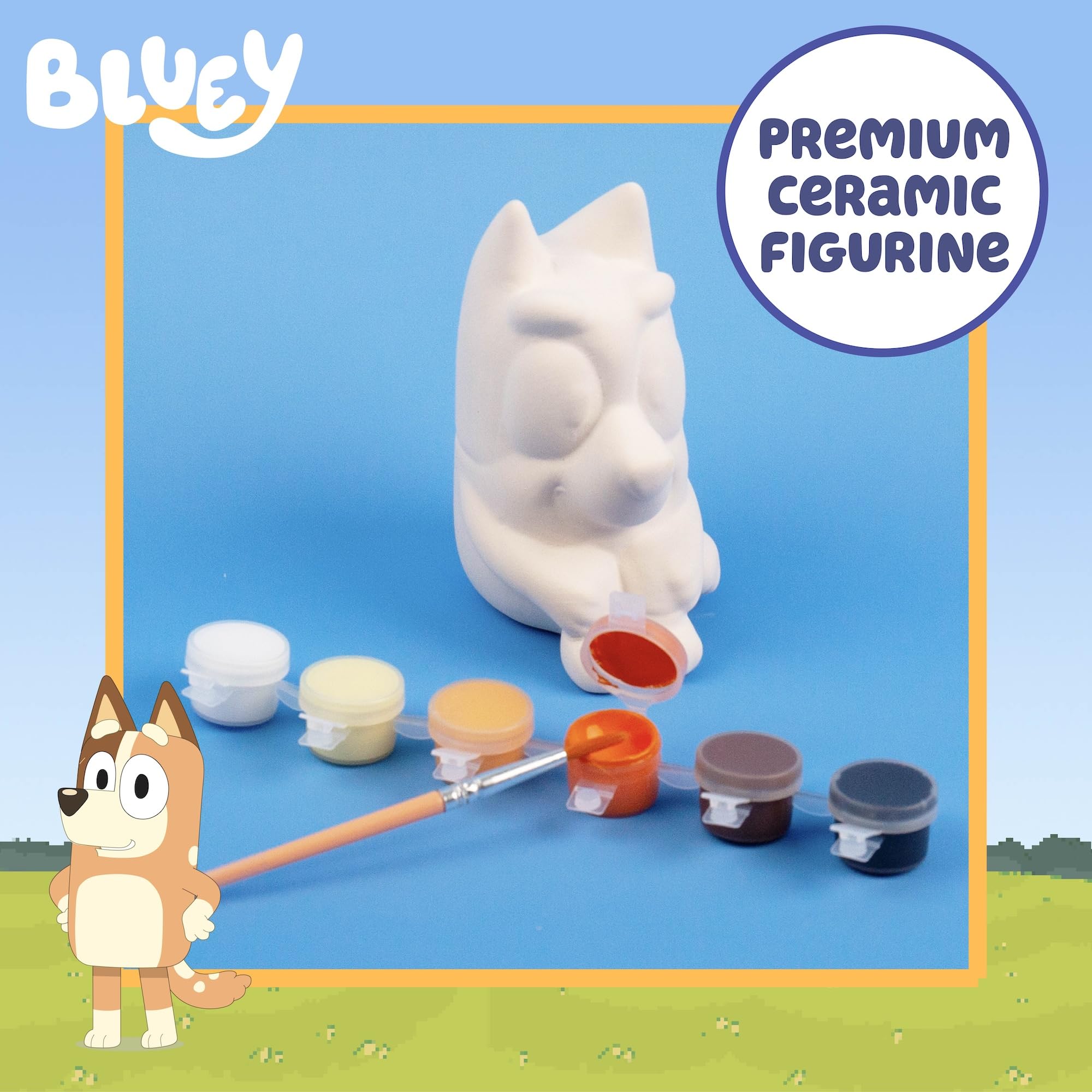 Bluey Paint Your Own Bingo Figurine – Ceramic DIY Painting Kit with 6 Acrylic Paints