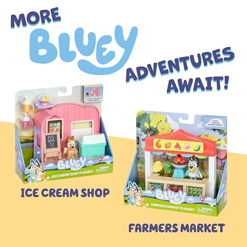Bluey Pizza Girls Car with Articulated Muffin Figure - Toddler Push Toy for Imaginative Play (Ages 3+)