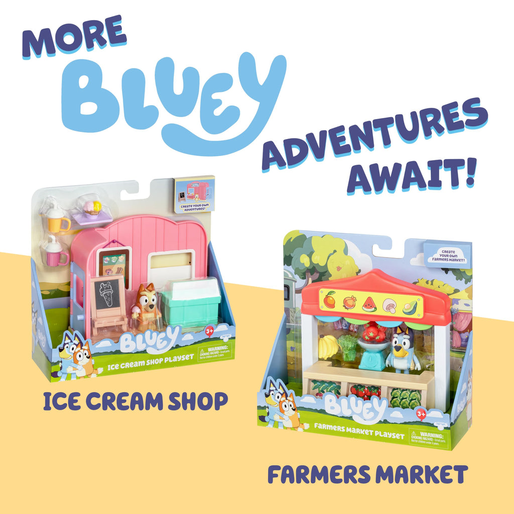 Bluey Pizza Girls Car with Articulated Muffin Figure - Toddler Push Toy for Imaginative Play (Ages 3+)