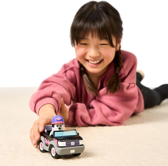 Bluey Pizza Girls Car with Articulated Muffin Figure - Toddler Push Toy for Imaginative Play (Ages 3+)
