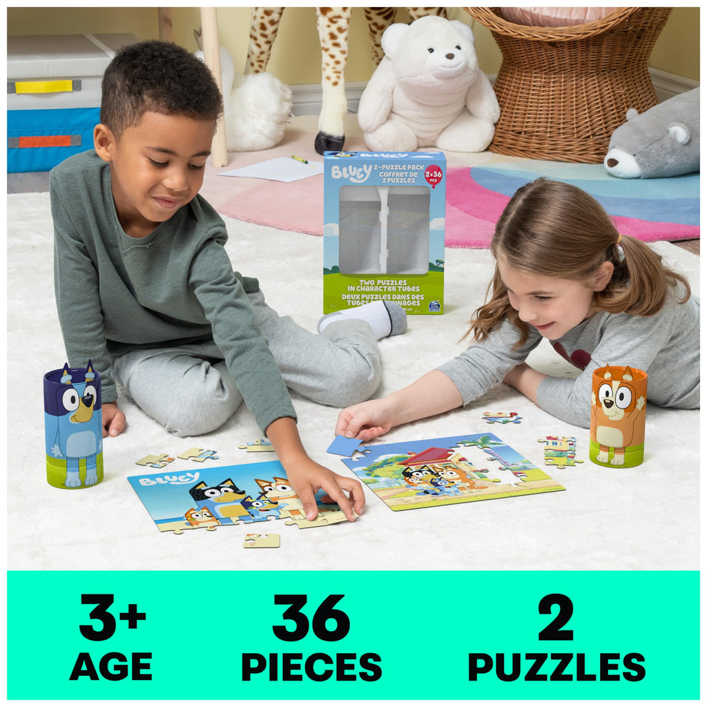 Bluey Puzzles 2-Pack – 36-Piece Jigsaw Puzzles for Kids Ages 3+