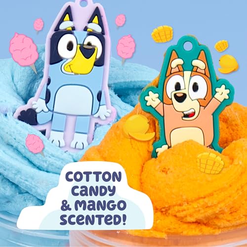 Bluey SLIMYGLOOP 2-Pack: Pre-Made Cloud Slimes with Bluey & Bingo Charms - Cotton Candy & Mango Scented, 7.5 oz & 8 oz