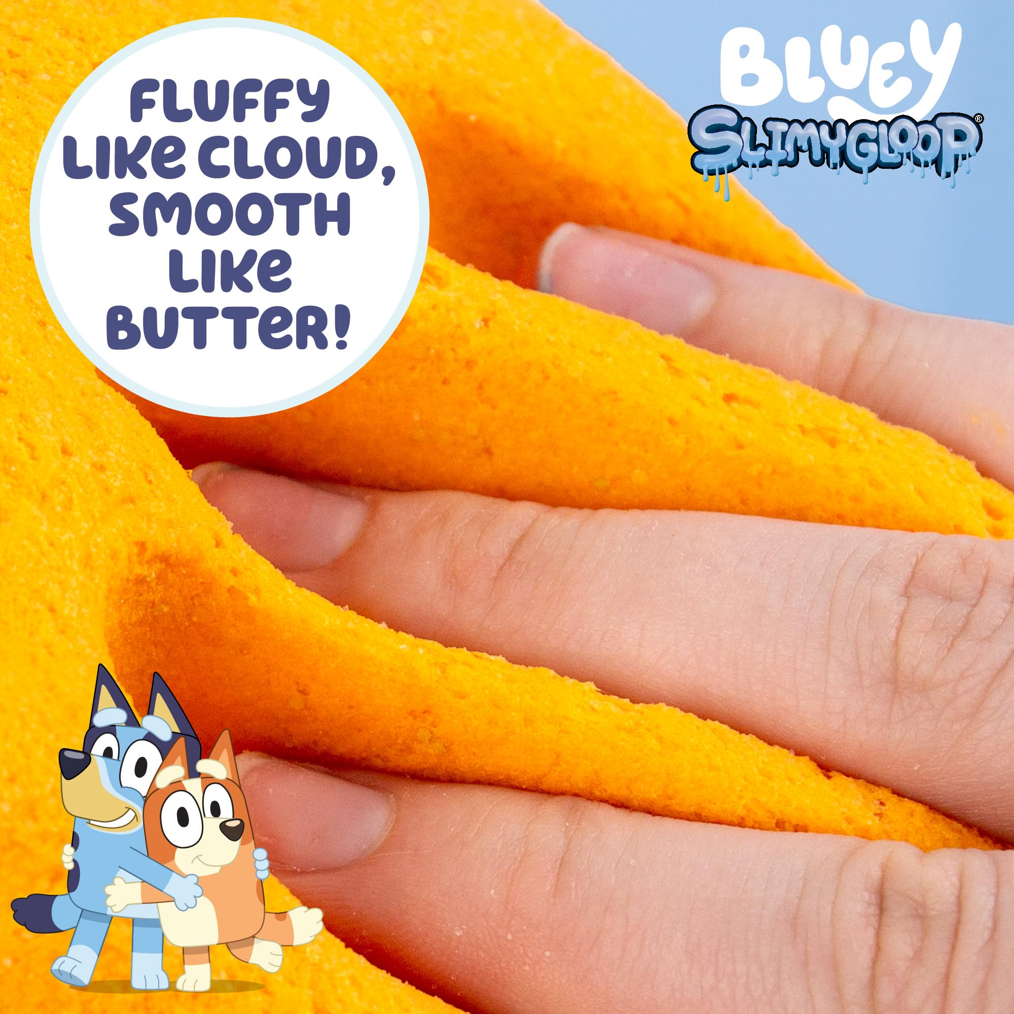 Bluey SLIMYGLOOP 2-Pack: Pre-Made Cloud Slimes with Bluey & Bingo Charms - Cotton Candy & Mango Scented, 7.5 oz & 8 oz