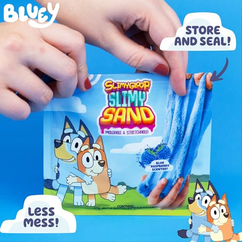 Bluey SlimySand Party Pack, 6-Pack – Blue Raspberry Scented Moldable Play Sand for Parties & Play