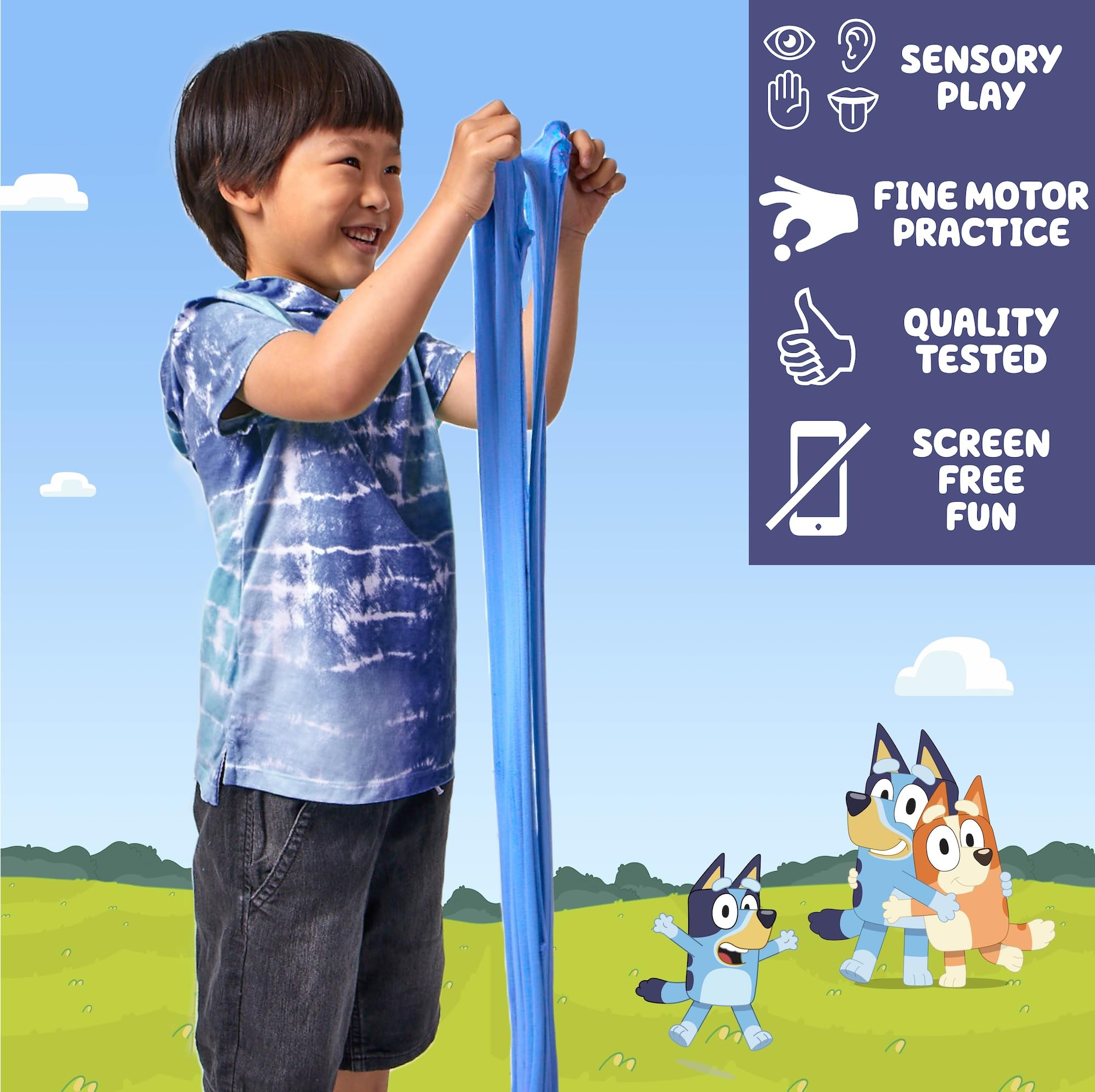 Bluey SlimySand Party Pack, 6-Pack – Blue Raspberry Scented Moldable Play Sand for Parties & Play