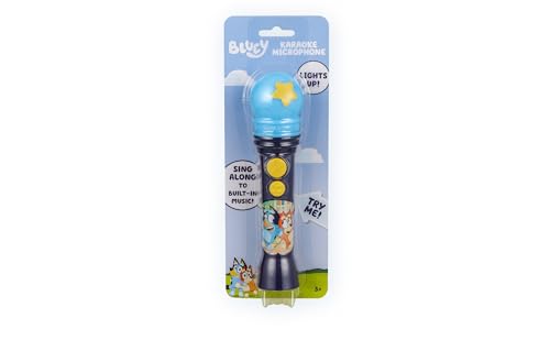 Bluey Toy Microphone for Toddlers – Amplifies Voice, Plays Theme Song, Flashing Lights