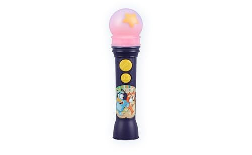 Bluey Toy Microphone for Toddlers – Amplifies Voice, Plays Theme Song, Flashing Lights