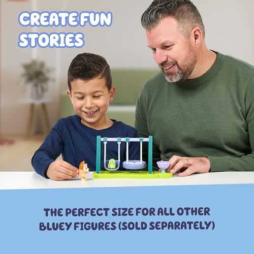 Bluey Turtleboy Backyard Playground Set – Bingo & Turtleboy Figures, Moving Swings, Spinny Ride for Kids Ages 3+