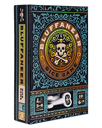 Bluffaneer Dice Game – Pirate-Themed Family Party Bluffing Game with Bone-Shaped Dice for 3-6 Players Ages 10+
