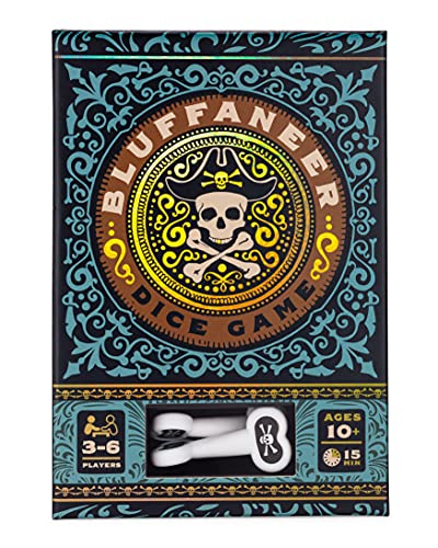 Bluffaneer Dice Game – Pirate-Themed Family Party Bluffing Game with Bone-Shaped Dice for 3-6 Players Ages 10+