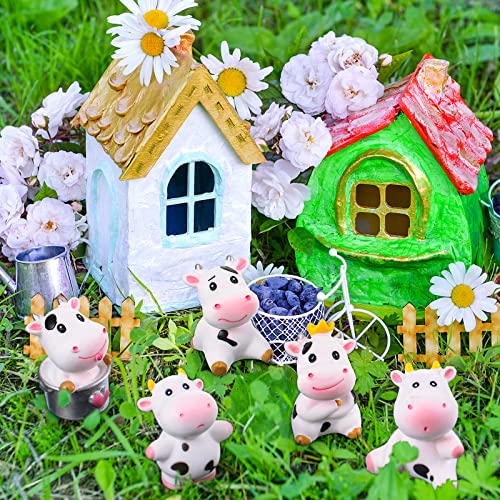 Blulu 14 Cow Figurines Set - Mini Resin Animals for Cake Toppers, Garden Decor, Baby Shower Favors