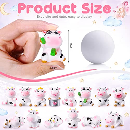 Blulu 14 Cow Figurines Set - Mini Resin Animals for Cake Toppers, Garden Decor, Baby Shower Favors
