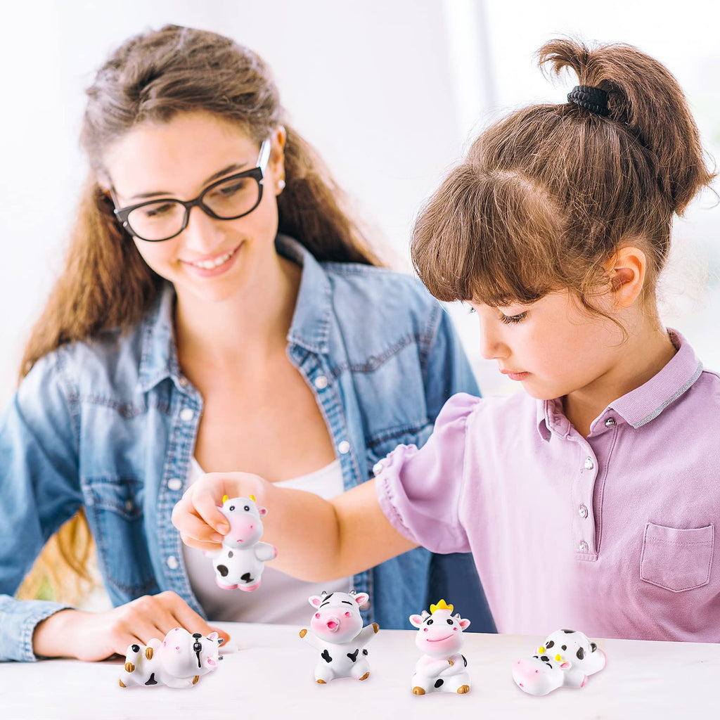 Blulu 14 Cow Figurines Set - Mini Resin Animals for Cake Toppers, Garden Decor, Baby Shower Favors