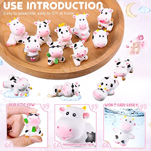 Blulu 14 Cow Figurines Set - Mini Resin Animals for Cake Toppers, Garden Decor, Baby Shower Favors