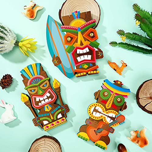 Blulu 3-Piece Hawaiian Luau Party Wooden Sign Set – Tiki Centerpieces for Tropical Summer Decorations