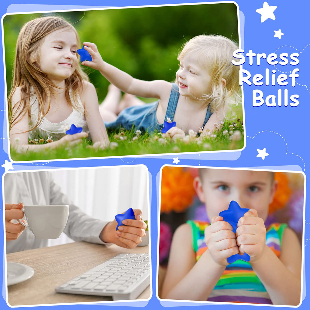 Blulu 30-Pack Mini Foam Star Stress Balls - Squeeze Toys for Party Favors, Prizes, and Stress Relief