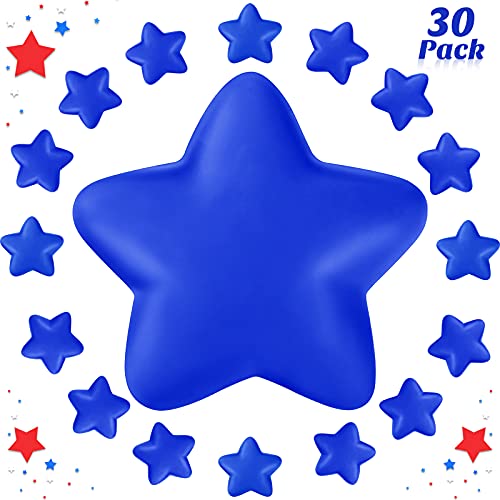 Blulu 30-Pack Mini Foam Star Stress Balls - Squeeze Toys for Party Favors, Prizes, and Stress Relief