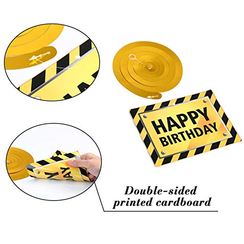 Blulu 30-Piece Construction Birthday Party Decorations – Yellow & Black Swirls with Trucks and Signs