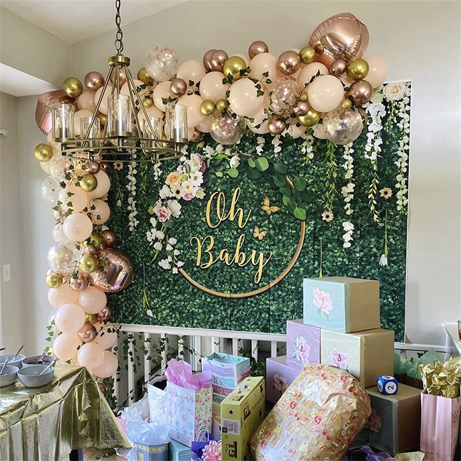 Blush Rose Gold Balloon Garland Arch Kit – 119 Pieces Peach Pink Gold Pastel Orange Confetti Balloons for Party Decor