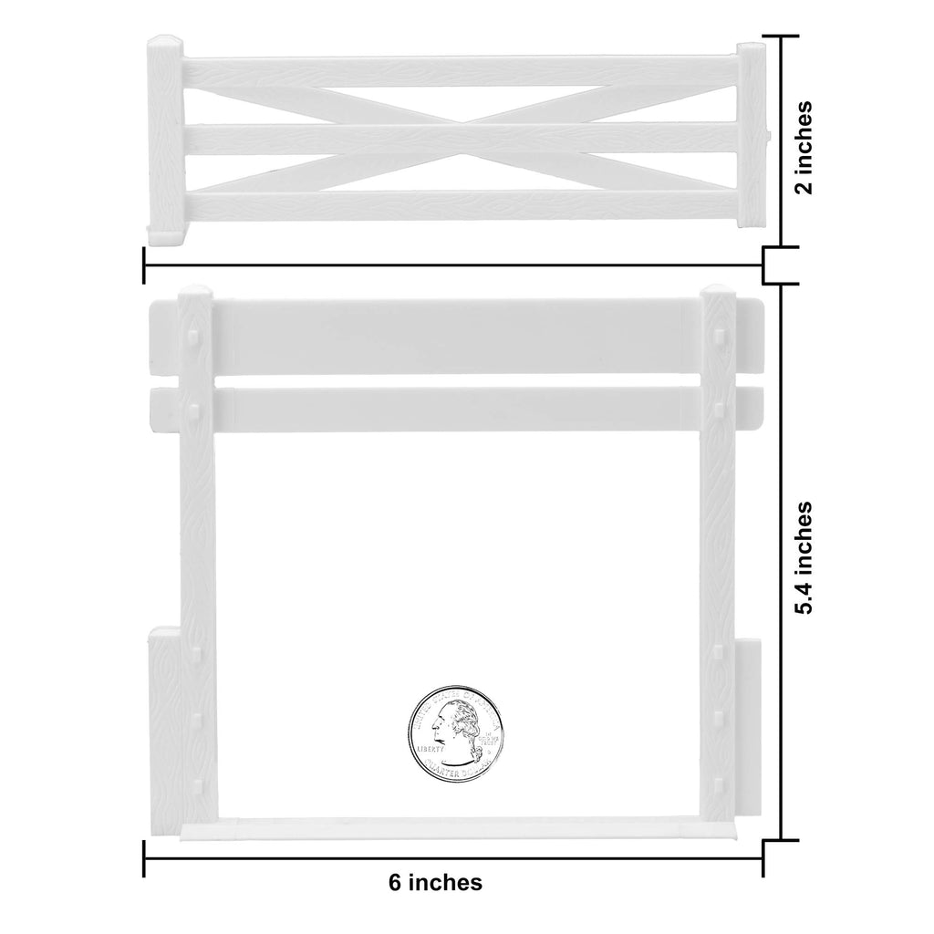 BMC Classic Marx Farm Ranch Fence & Gate Set - 10pc White Plastic Playset Accessory