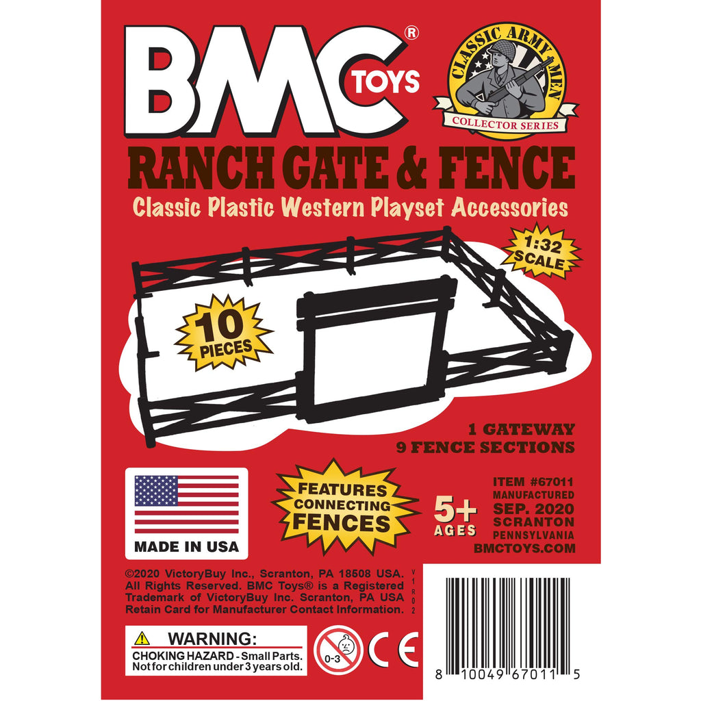 BMC Classic Marx Farm Ranch Fence & Gate Set - 10pc White Plastic Playset Accessory